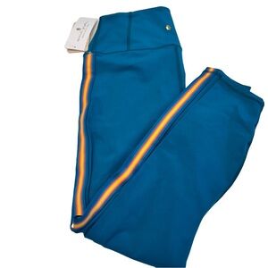 Spiritual Gangster Womens Small Blue Rainbow Striped Leggings Yoga  Active NWT